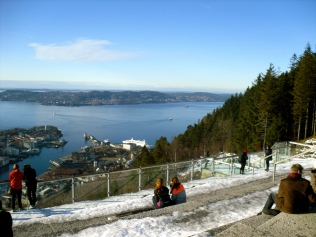 Views from viewing platform on Mount Fløyen, Bergen.