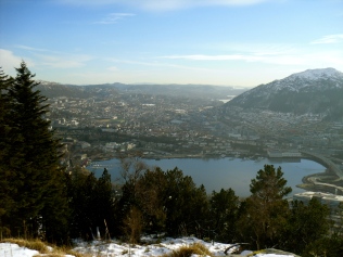 Stunning view from Mount Fløyen, Bergen.